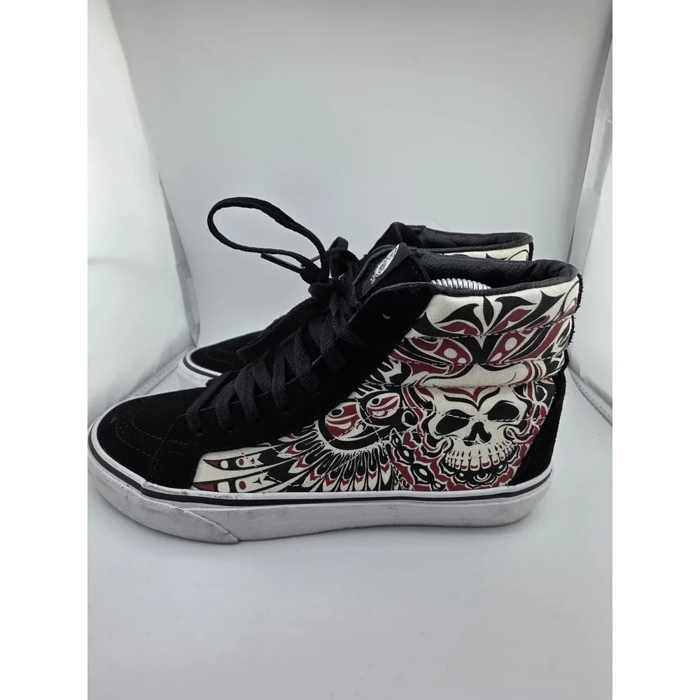 VANS Sk8-Hi Skull Graphic Sneakers Men's 7.5 Women's 9 Black‎ Red